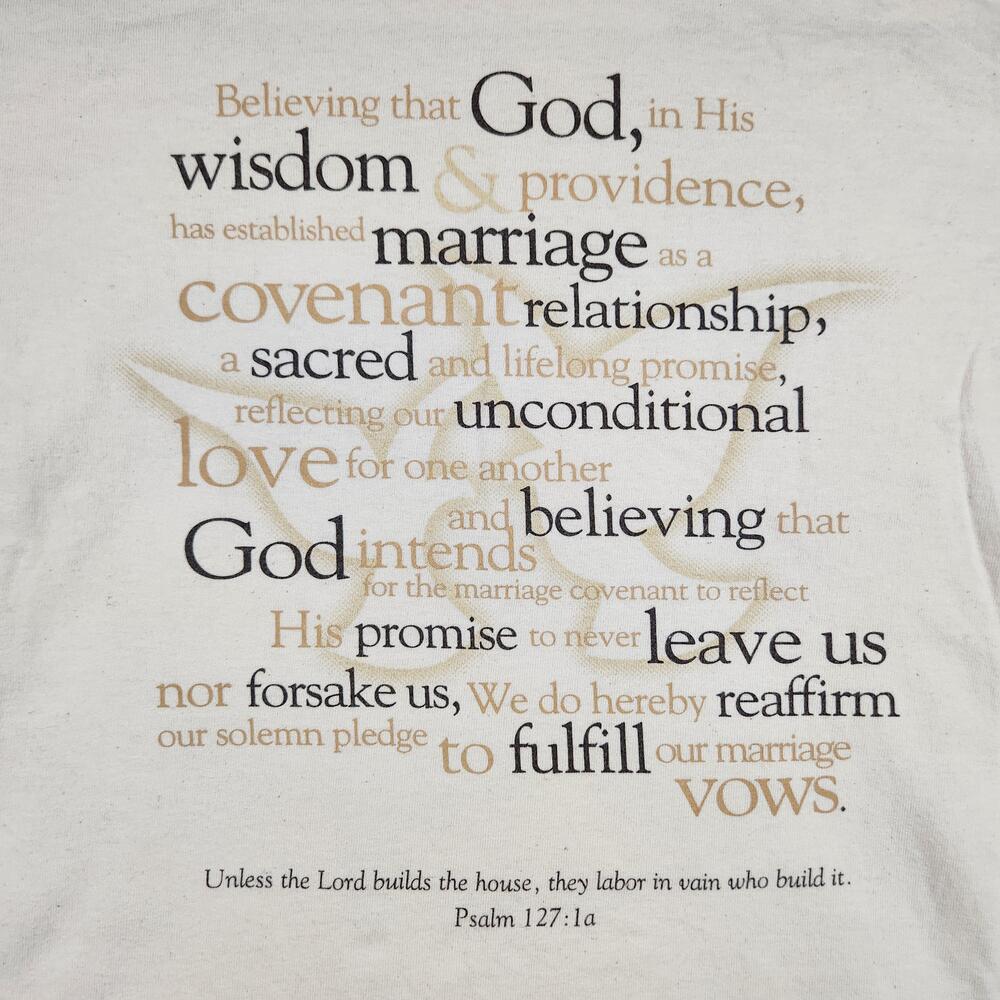 Vintage Christian Psalm Shirt Mens XL White Christian Marriage Vows Scripture